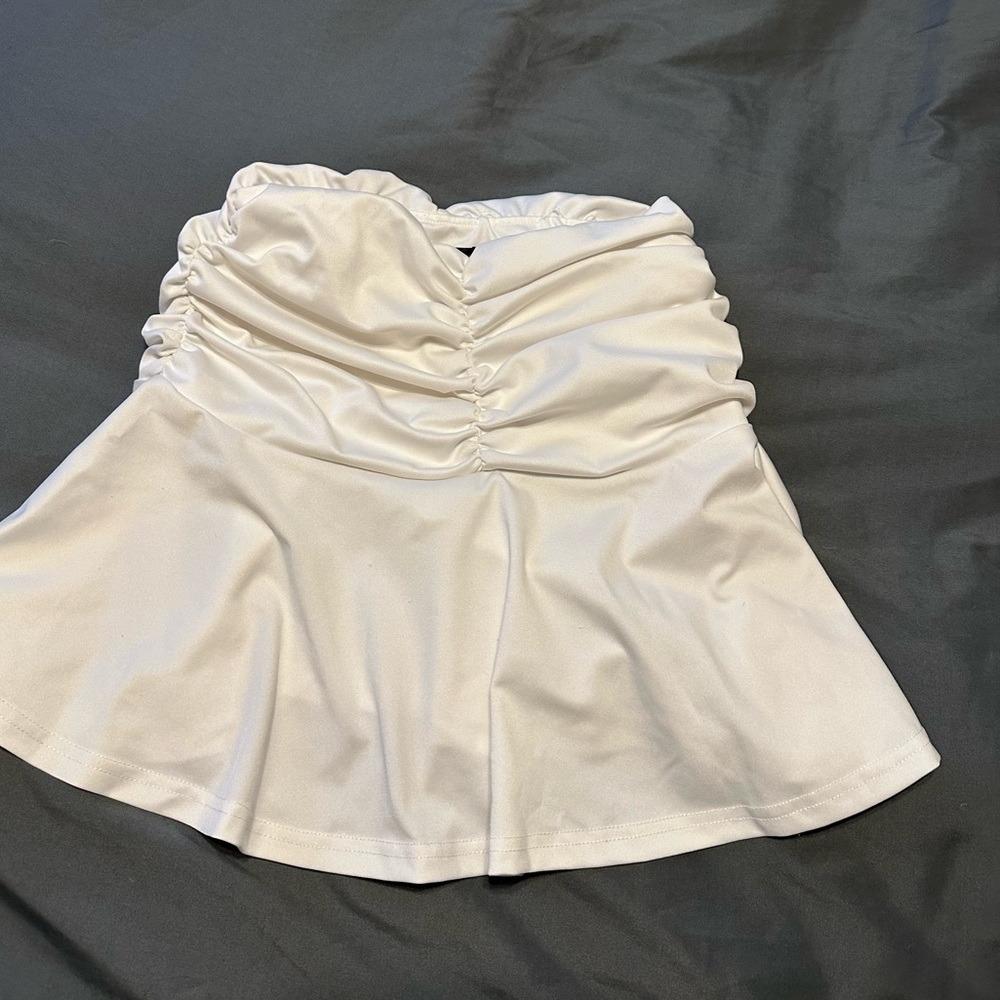white mini skirt